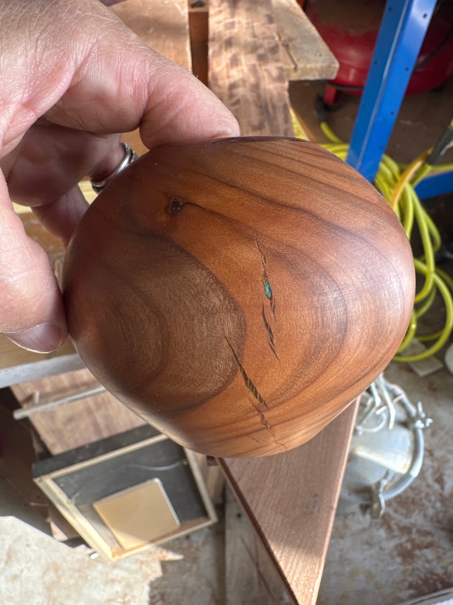 Round walnut turned vessel